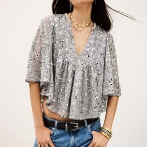 Gray Sequin Women's Top